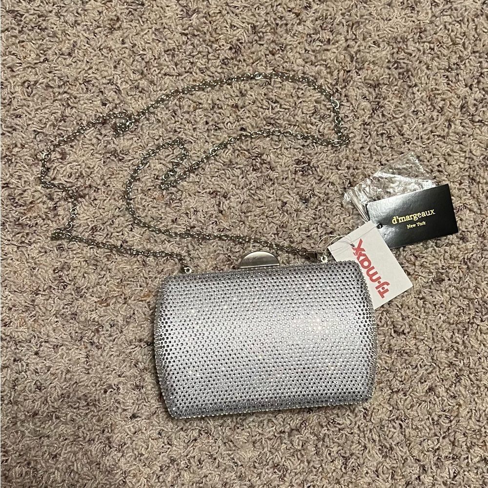d’margeaux rhinestone clutch with chain